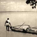 Natives with their canoe, Ceylon