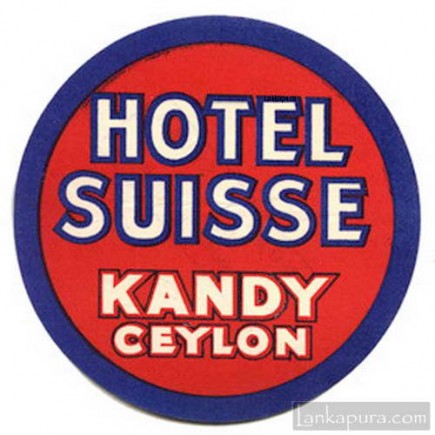 Vintage luggage label Hotel Suisse Kandy Ceylon