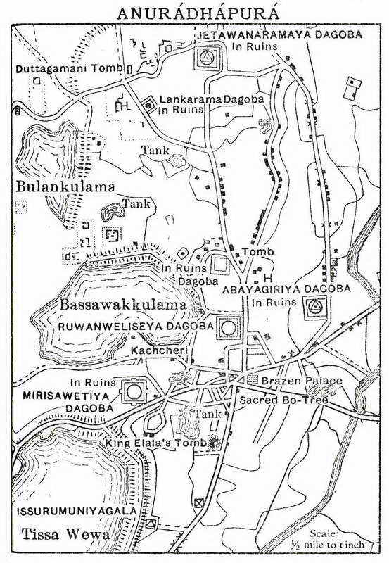 Ancient map of Anuradhapura – Sri Lanka 1938