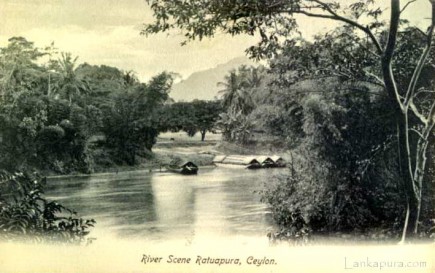 River Scene Ratnapura "Ratuapura" Ceylon
