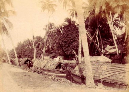 Natives boats on Dutch canal, near Colombo Ceylon 1890