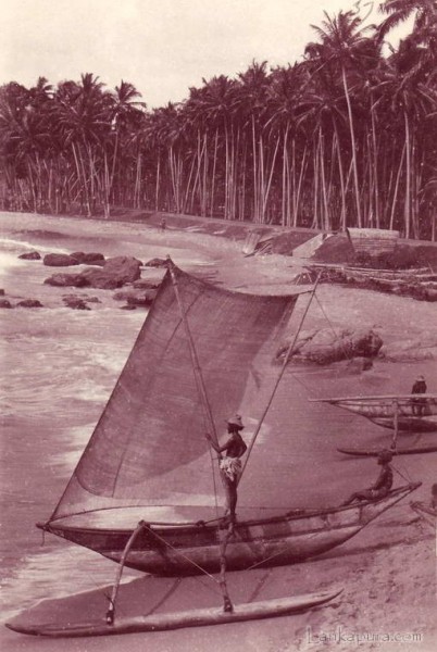Fisherman Sail Boat near Colombo, Ceylon 