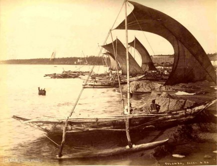 Fishermen and their boats Ceylon 1880