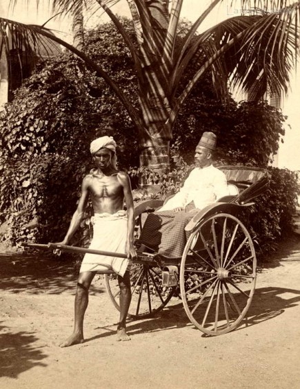 A rickshaw driver & his passenger at Kandy, Ceylon 1880 - 1890