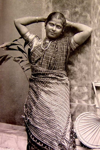 Portrait of beautiful Tamil women, Ceylon