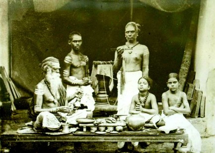 Brahmins at prayer, Ceylon