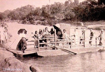 Crossing a river in Ceylon