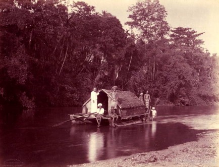 A houseboat on the River Kelani, Ceylon
