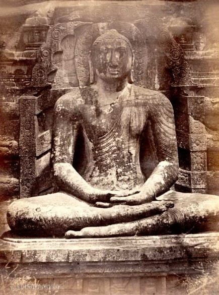Polonnaruwa Gal Vihara seated Buddha Statue, Ceylon Sri Lanka 1880-1890 