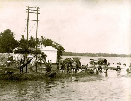 River Bathing Near Colombo, Sri Lanka in Early 1900s