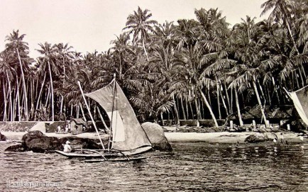 Native canoes used for fishing in Mount Lavinia Ceylon