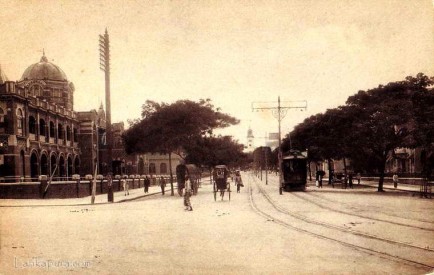 Trams & Bullock carts on Chatham Street Junction
