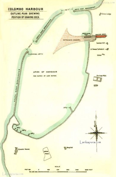 Colombo dockyard and port plan, Ceylon 1909