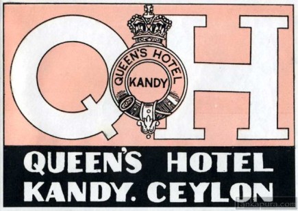 Queen's Hotel Kandy Old Luggage Label